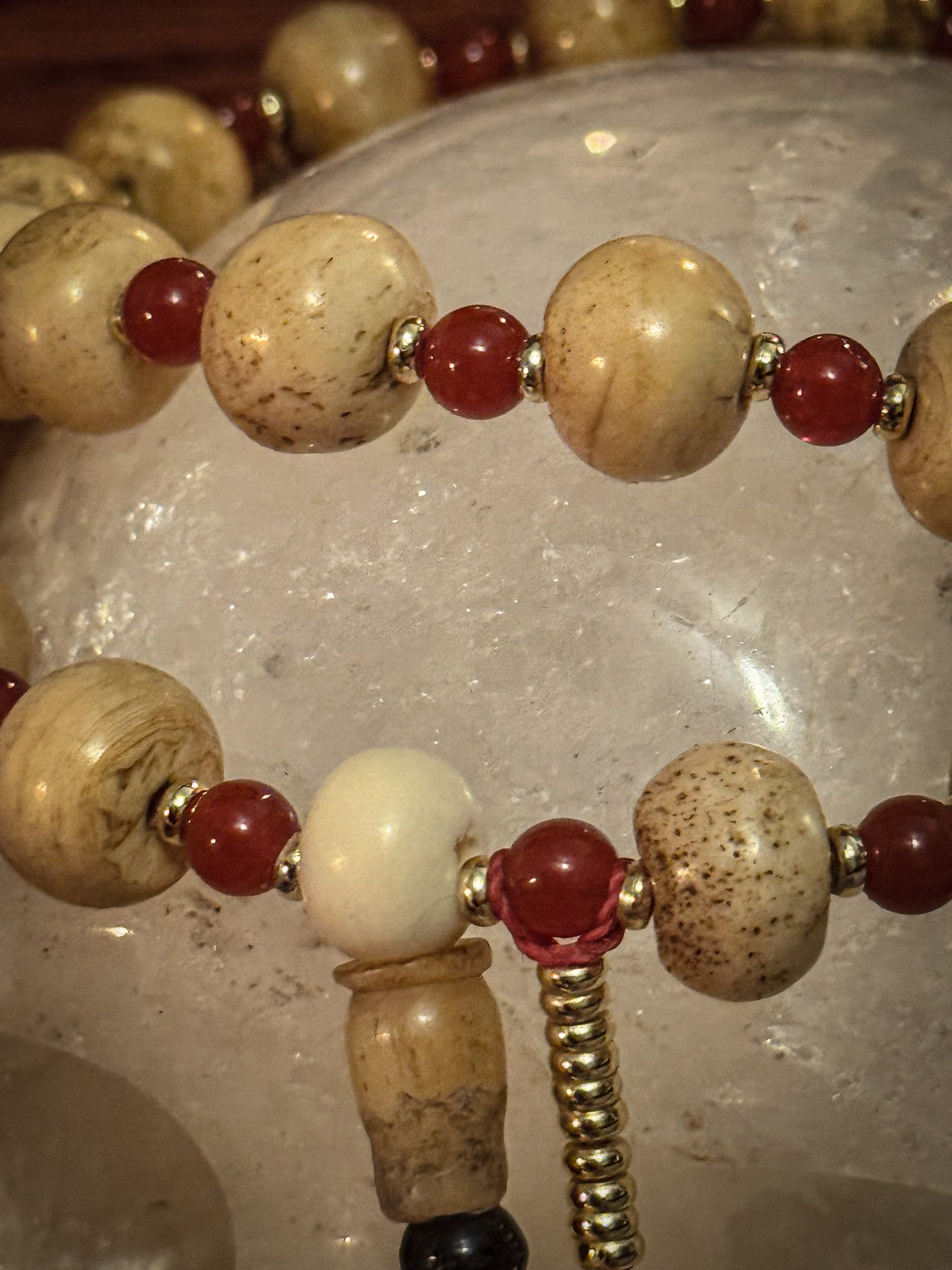 33+1 Mala: Bone and Carnelian Stone (#005)