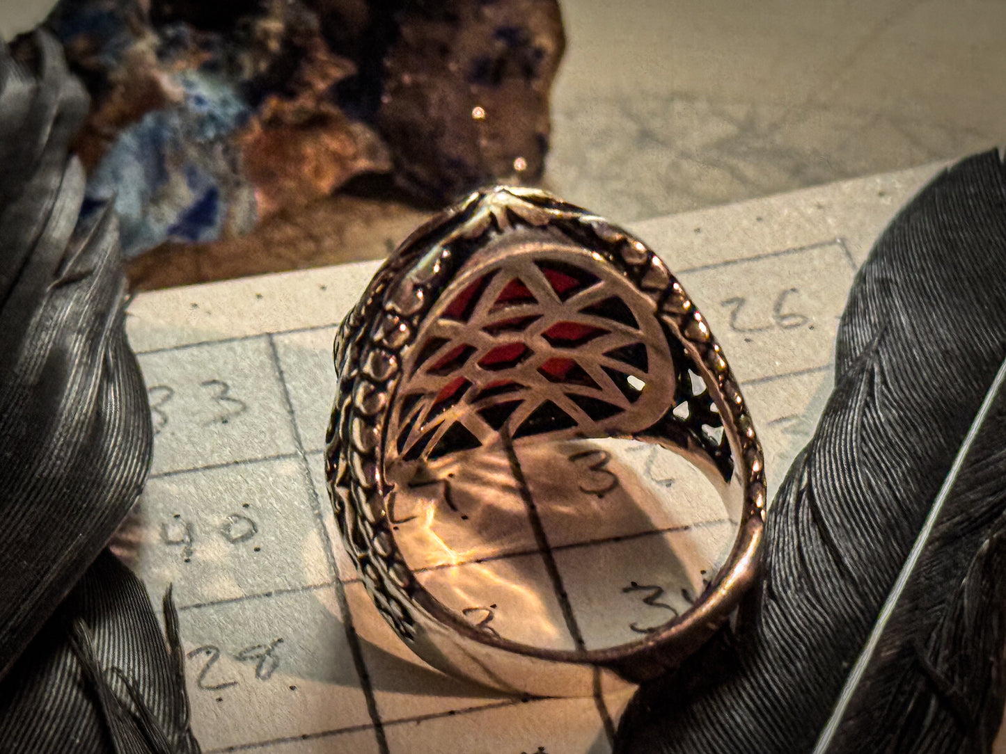 Azazya'il (Azazil) Talisman: Silver Ring with Aqeeq Stone w/ Magic Square