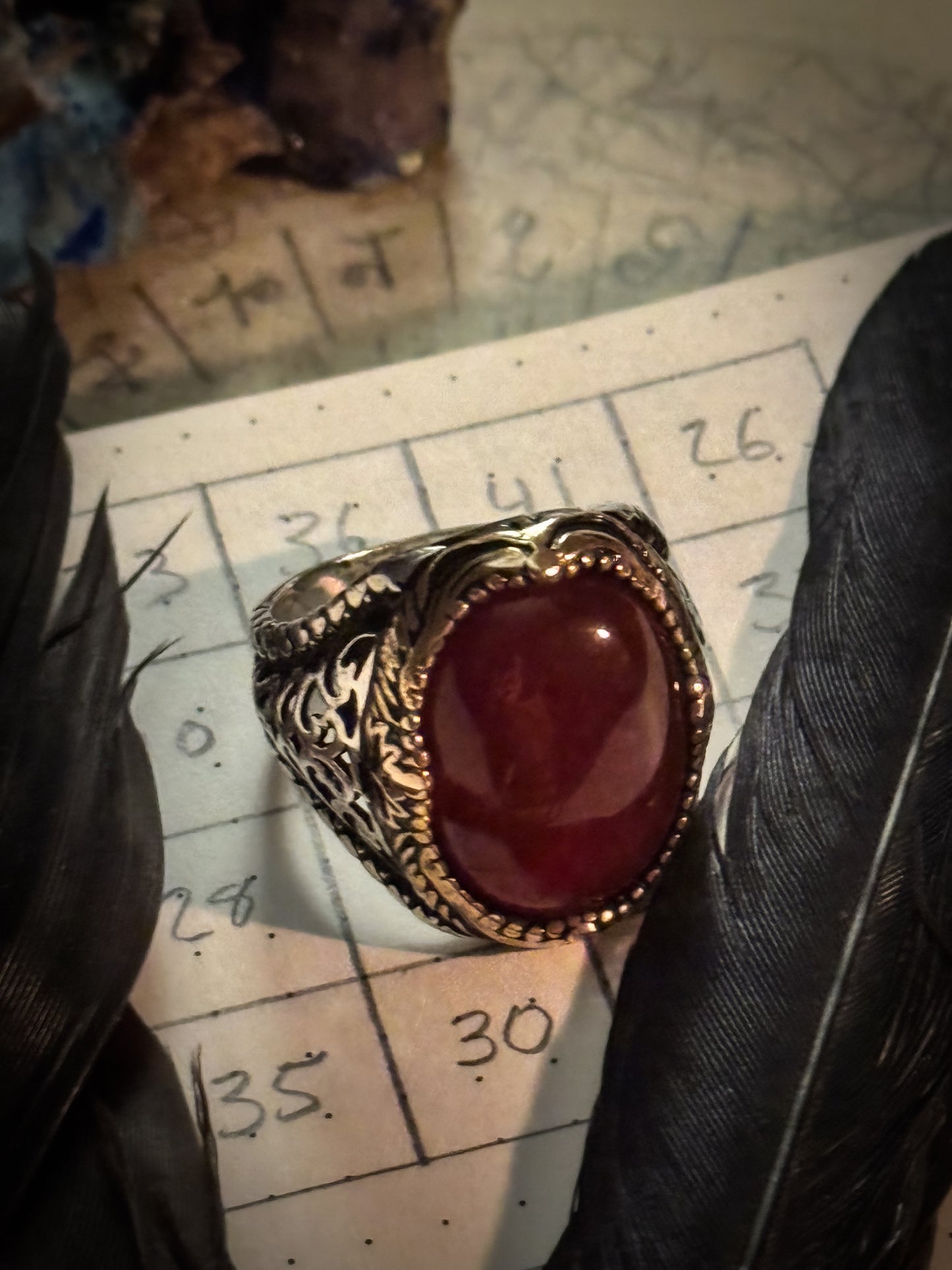 Azazya'il (Azazil) Talisman: Silver Ring with Aqeeq Stone w/ Magic Square